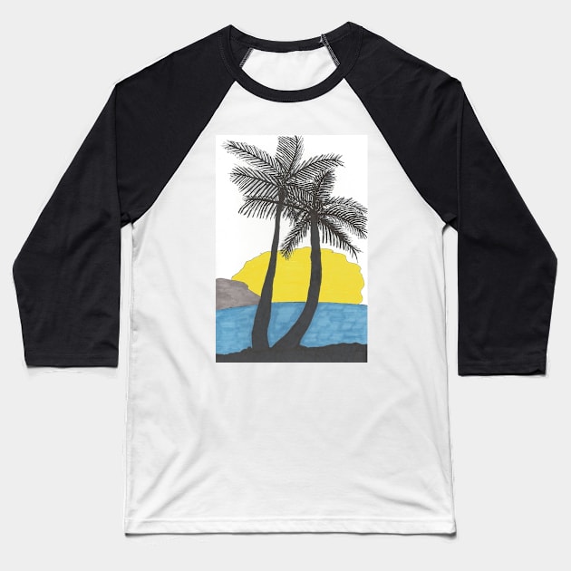 Palm Trees at Sunrise Baseball T-Shirt by DanielleGensler